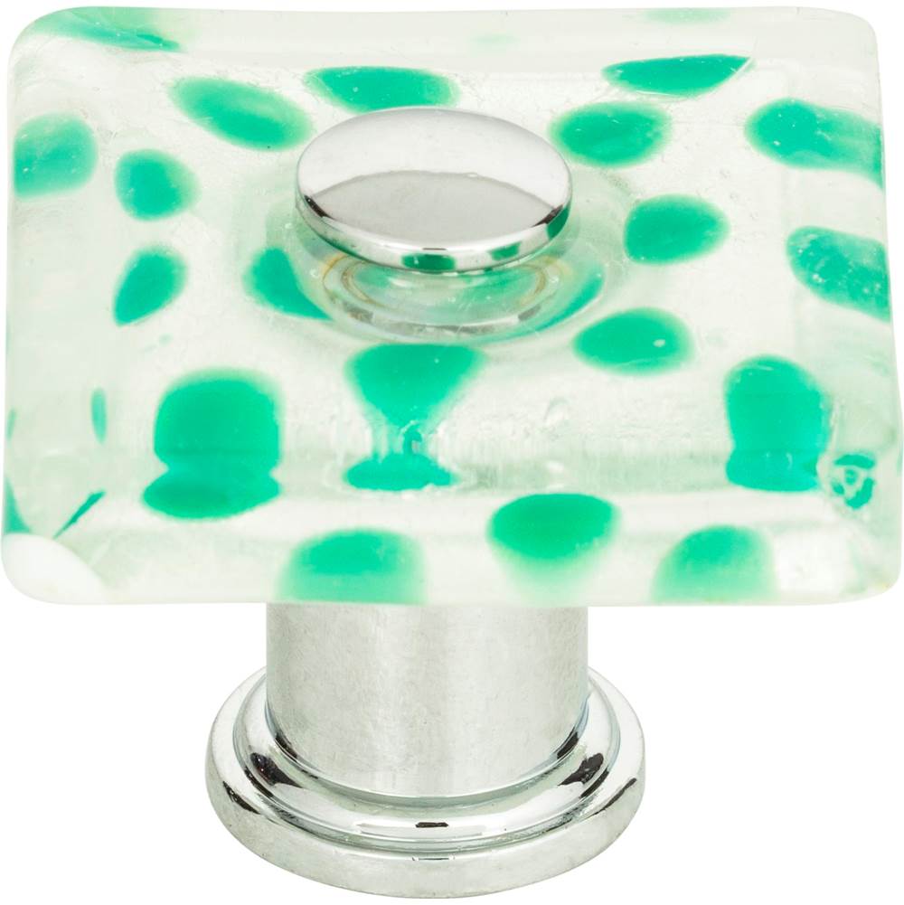 Russell HardwareAtlasEmerald Polka Dot Glass Knob 1 1/2 Inch Polished Chrome