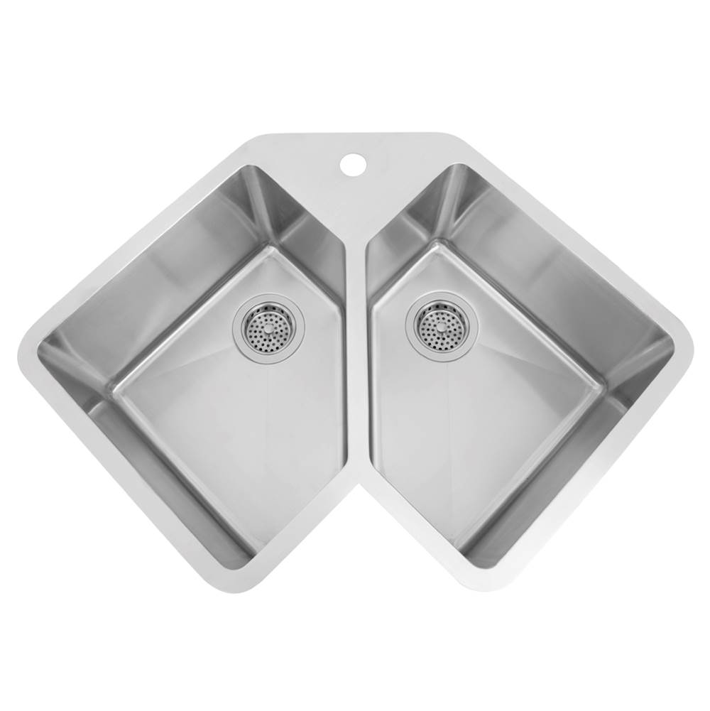 Russell HardwareBarclayMontague 33'' SS DoubleBowl Corner Undermount Sink