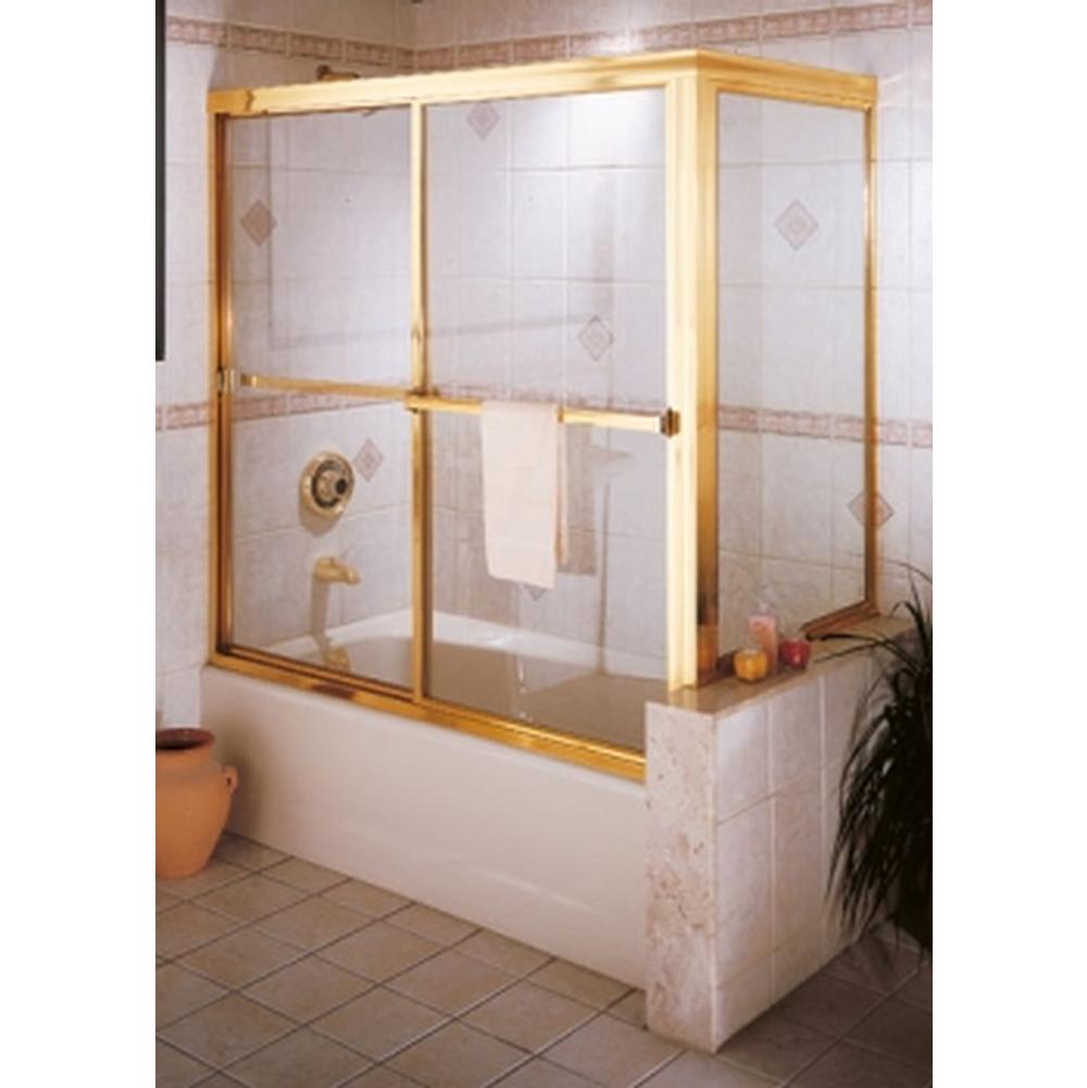 Russell HardwareCentury BathworksL-636B Corner Tub Enclosure with Buttress, Gold Anodized Aluminum, Clear Glass
