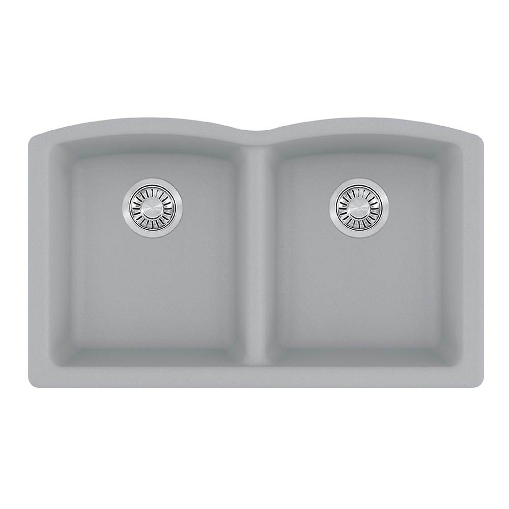 Russell HardwareFrankeEllipse 33.0-in. x 19.7-in. Stone Grey Granite Undermount Double Bowl Kitchen Sink - ELG120OSHG