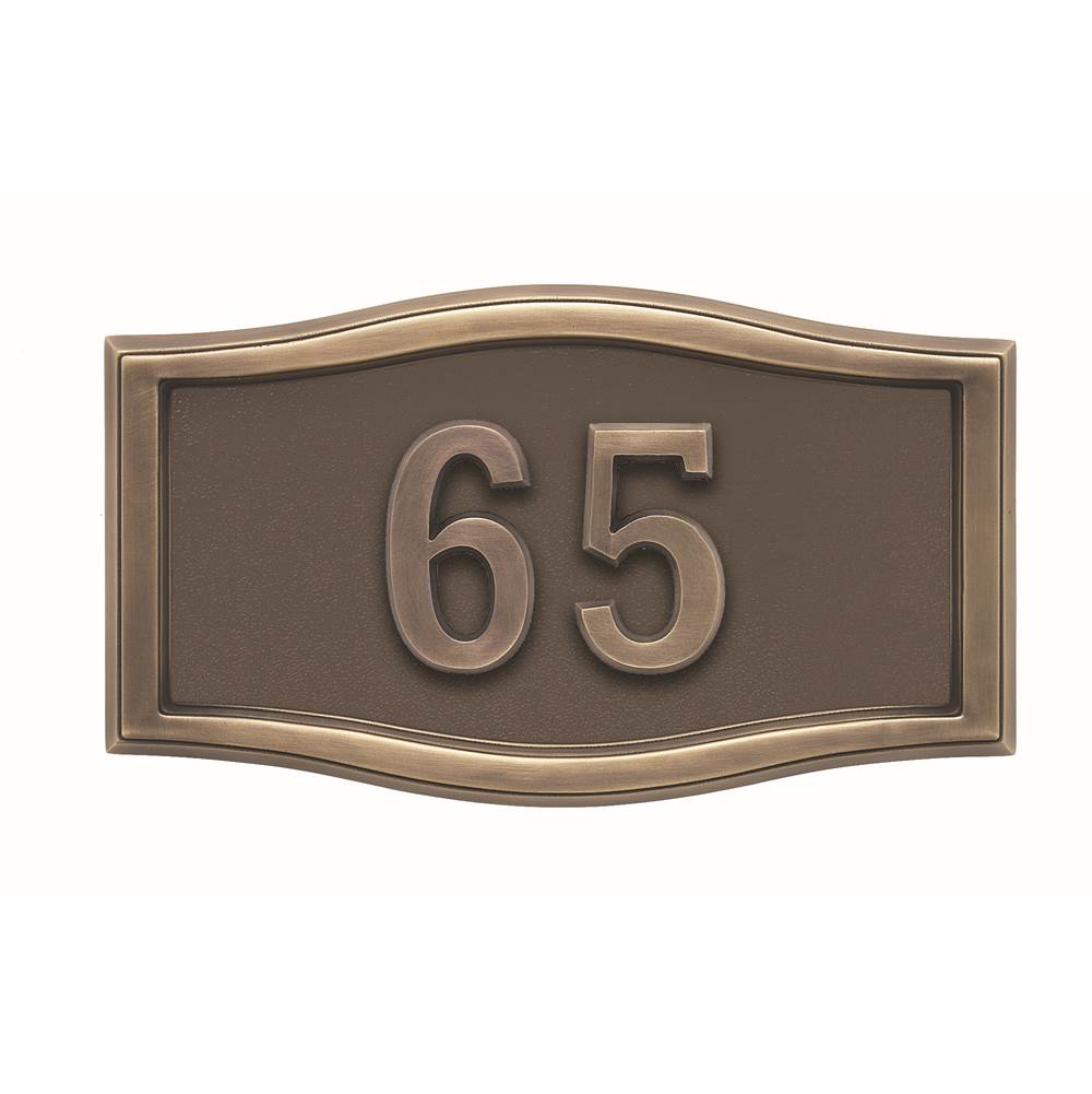 Russell HardwareGaines ManufacturingHouseMark Address Plaque Small Roundtangle Bronze w/ Antique Bronze