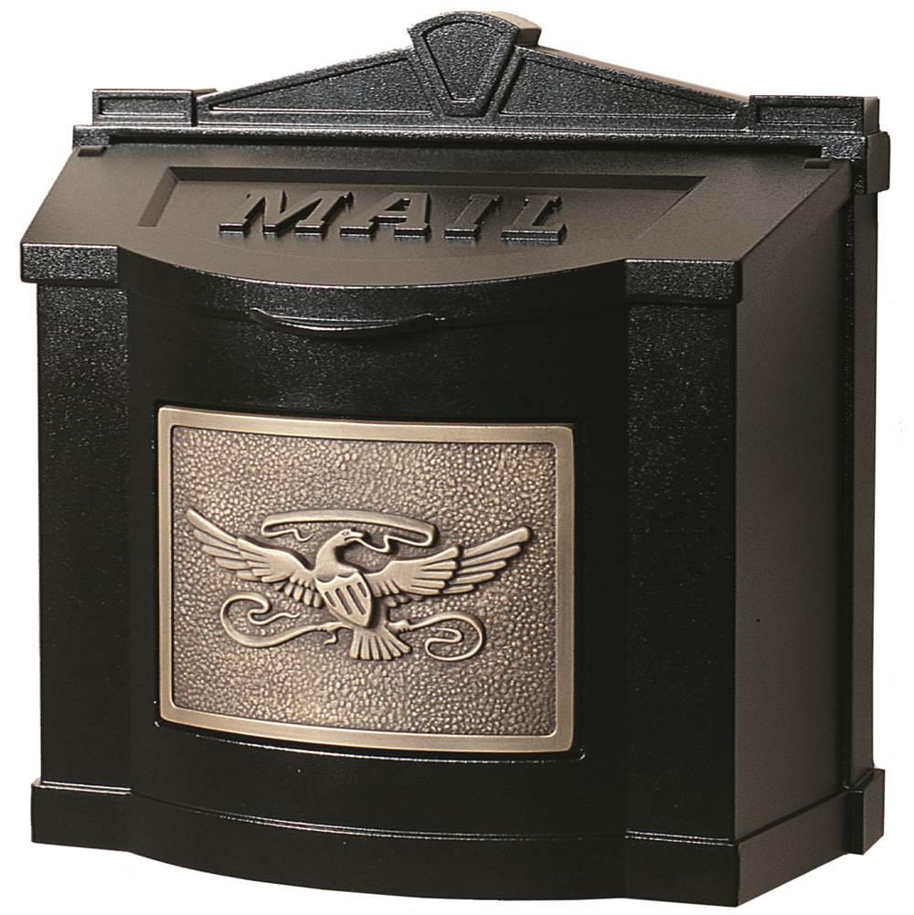 Russell HardwareGaines ManufacturingWallmount Mailbox Eagle Design Black w/ Antique Bronze Eagle