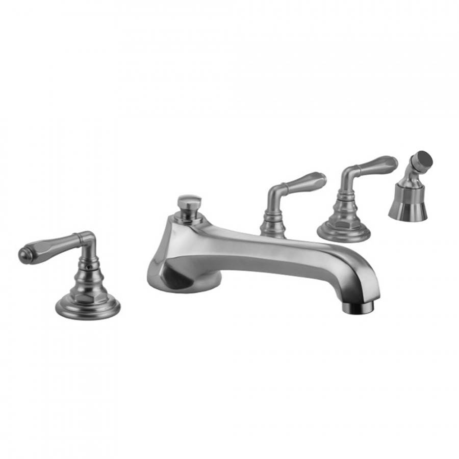 Russell HardwareJacloWestfield Roman Tub Set with Low Spout and Smooth Lever Handles and Angled Handshower Mount