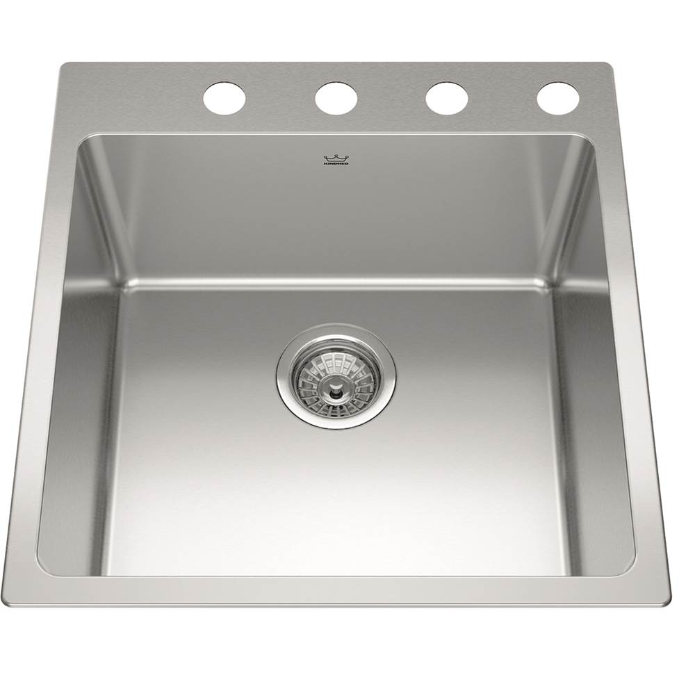 Russell HardwareKindredBrookmore 20-in LR x 20.9-in FB x 9-in DP Drop in Single Bowl Stainless Steel Sink, BSL2120-9-4N