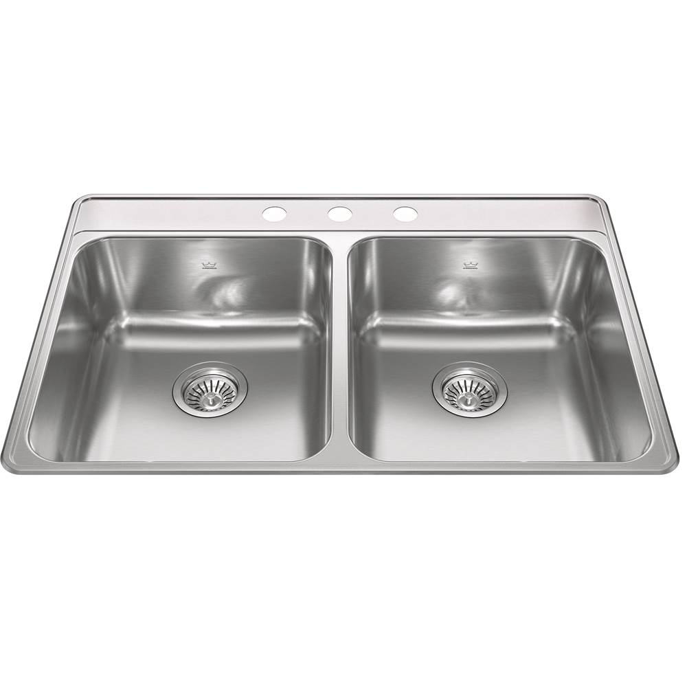 Kindred Drop In Double Bowl Sink Kitchen Sinks item CDLA3322-8-3CBN