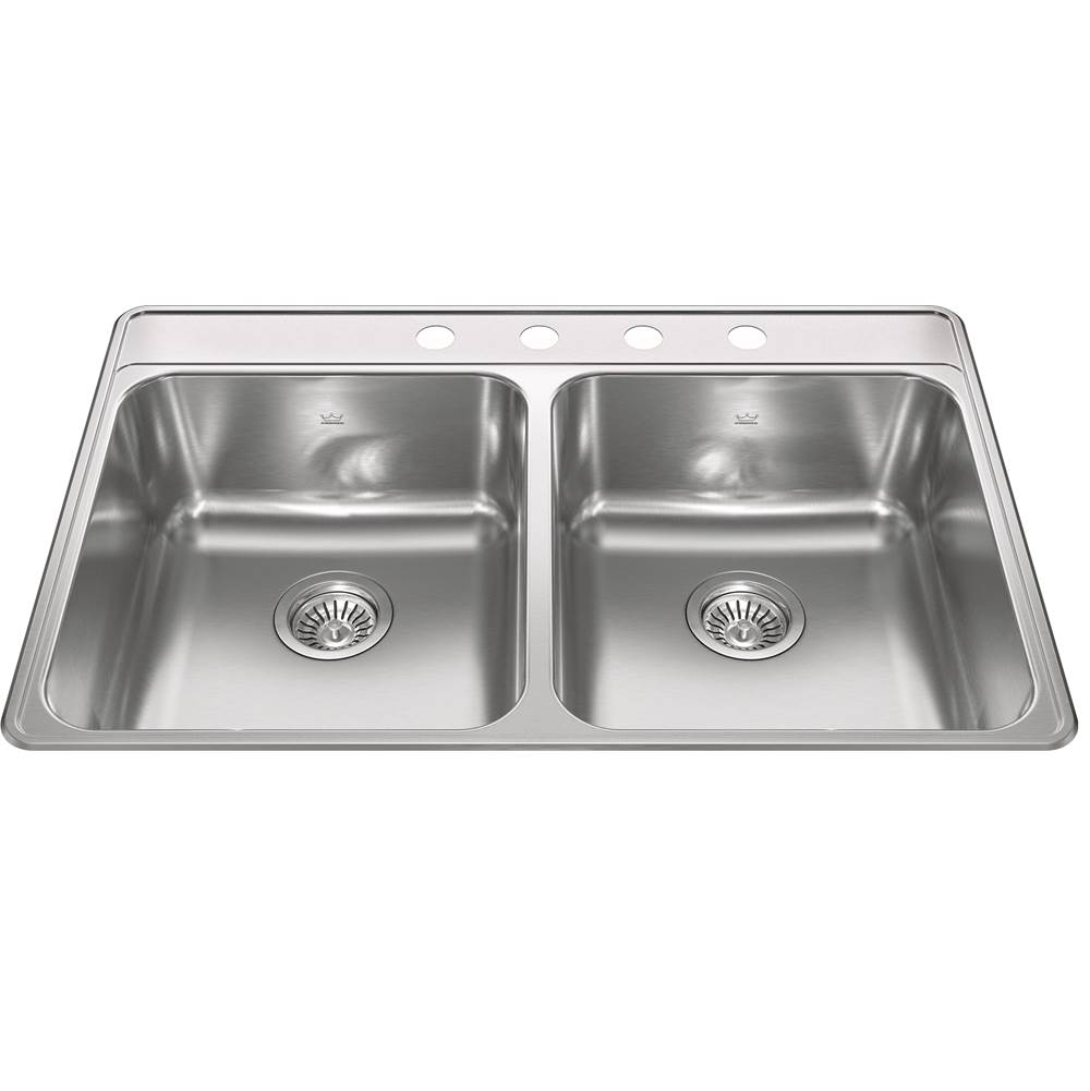 Kindred Drop In Double Bowl Sink Kitchen Sinks item CDLA3322-8-4CBN