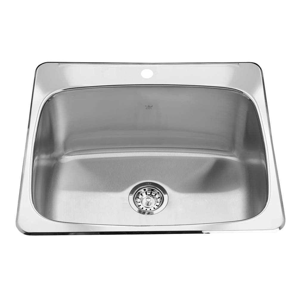 Russell HardwareKindredUtility Collection 25.63-in LR x 22.06-in FB x 12-in DP Drop In Single Bowl 1-Hole Stainless Steel Laundry Sink, QSL2225-12-1N