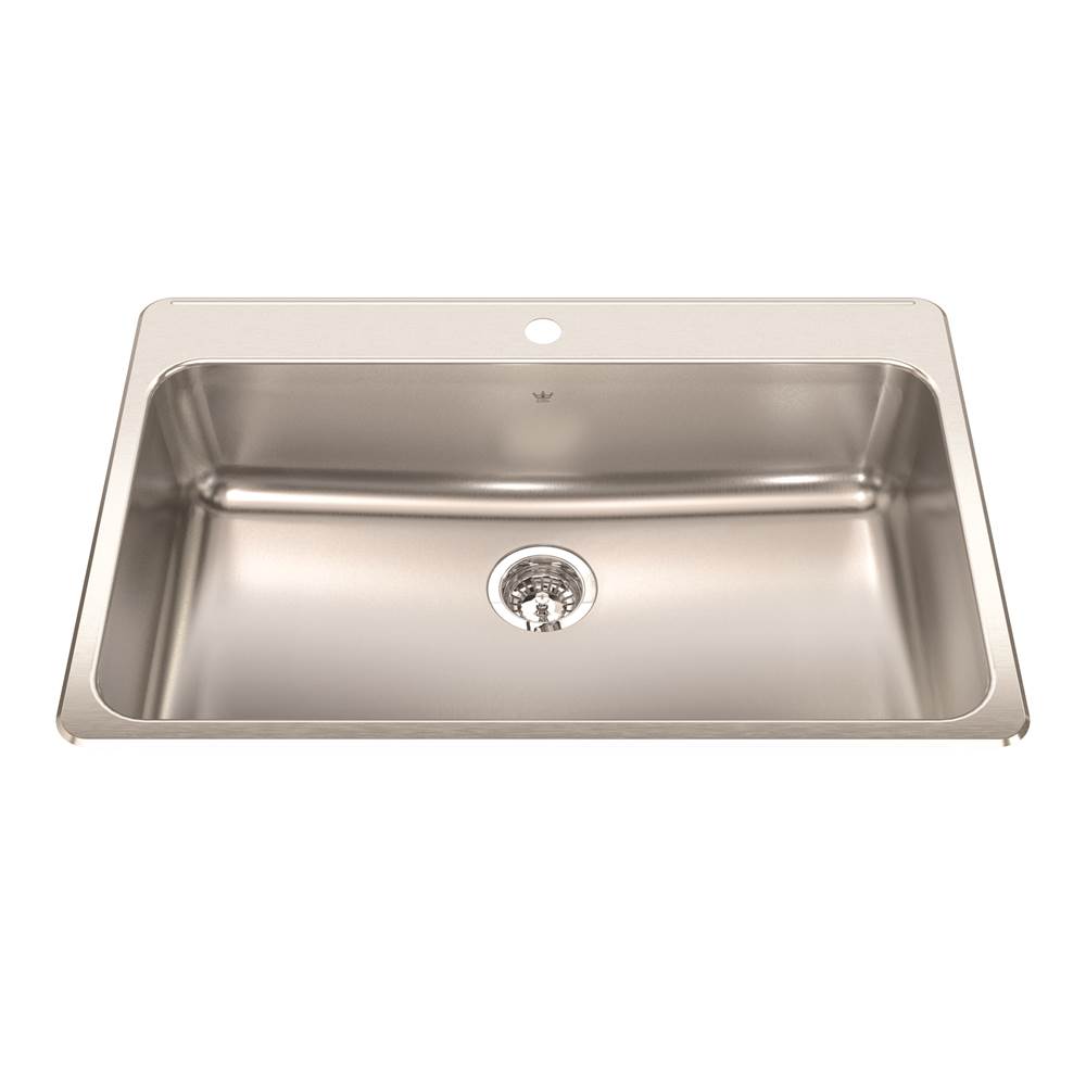 Kindred Drop In Single Bowl Sink Kitchen Sinks item QSLA2233-8-1N