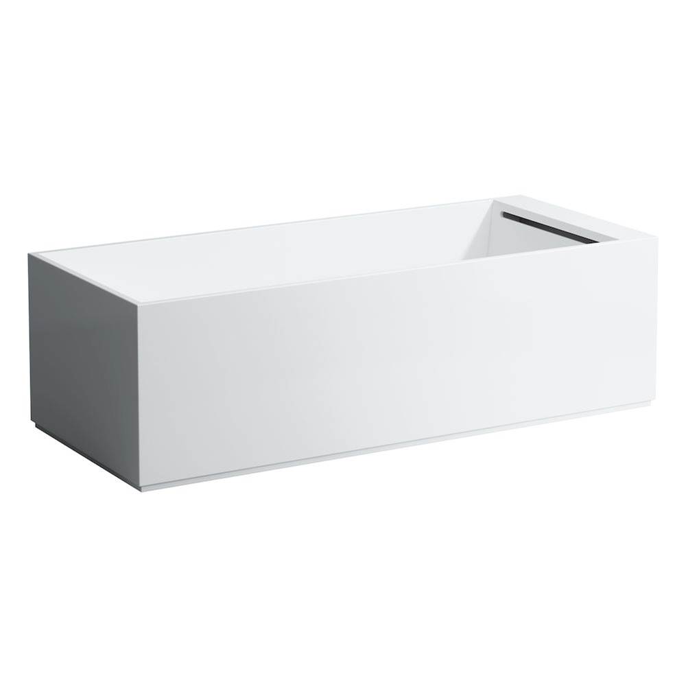 Russell HardwareLaufenFreestanding bathtub, made of Sentec solid surface, with tap bank on right-hand side, with slot overflow/front overflow, with lifting system