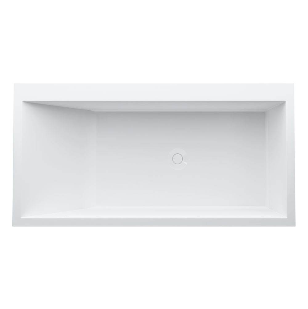 Russell HardwareLaufenFreestanding bathtub, made of Sentec solid surface, with tap bank on left-hand side, with slotted overflow/front overflow, with lifting system