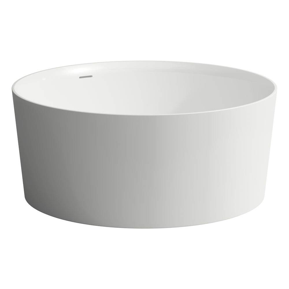 Russell HardwareLaufenFreestanding bathtub, made of Sentec solid surface, with integrated overflow/front overflow and feet, Matte Satin Finish