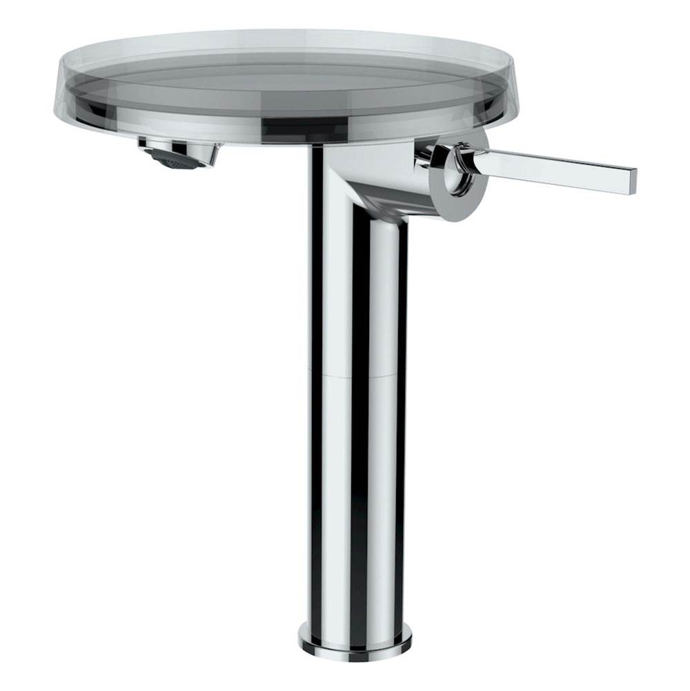 Russell HardwareLaufenColumn single lever basin mixer ''disc'', projection 4-3/8'', without pop-up waste, with storage tray ''disc'', transparent crystal