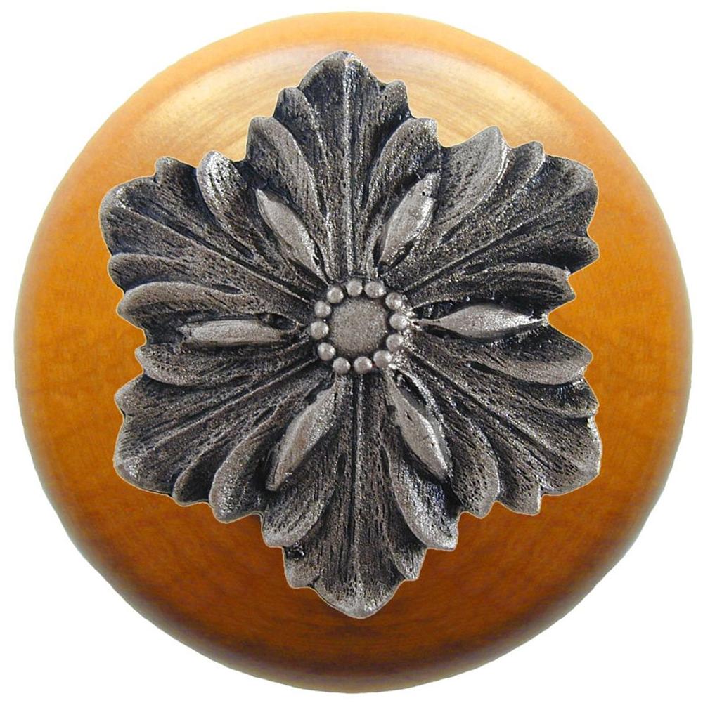 Russell HardwareNotting HillOpulent Flower Wood Knob in Satin Nickel/Maple wood finish