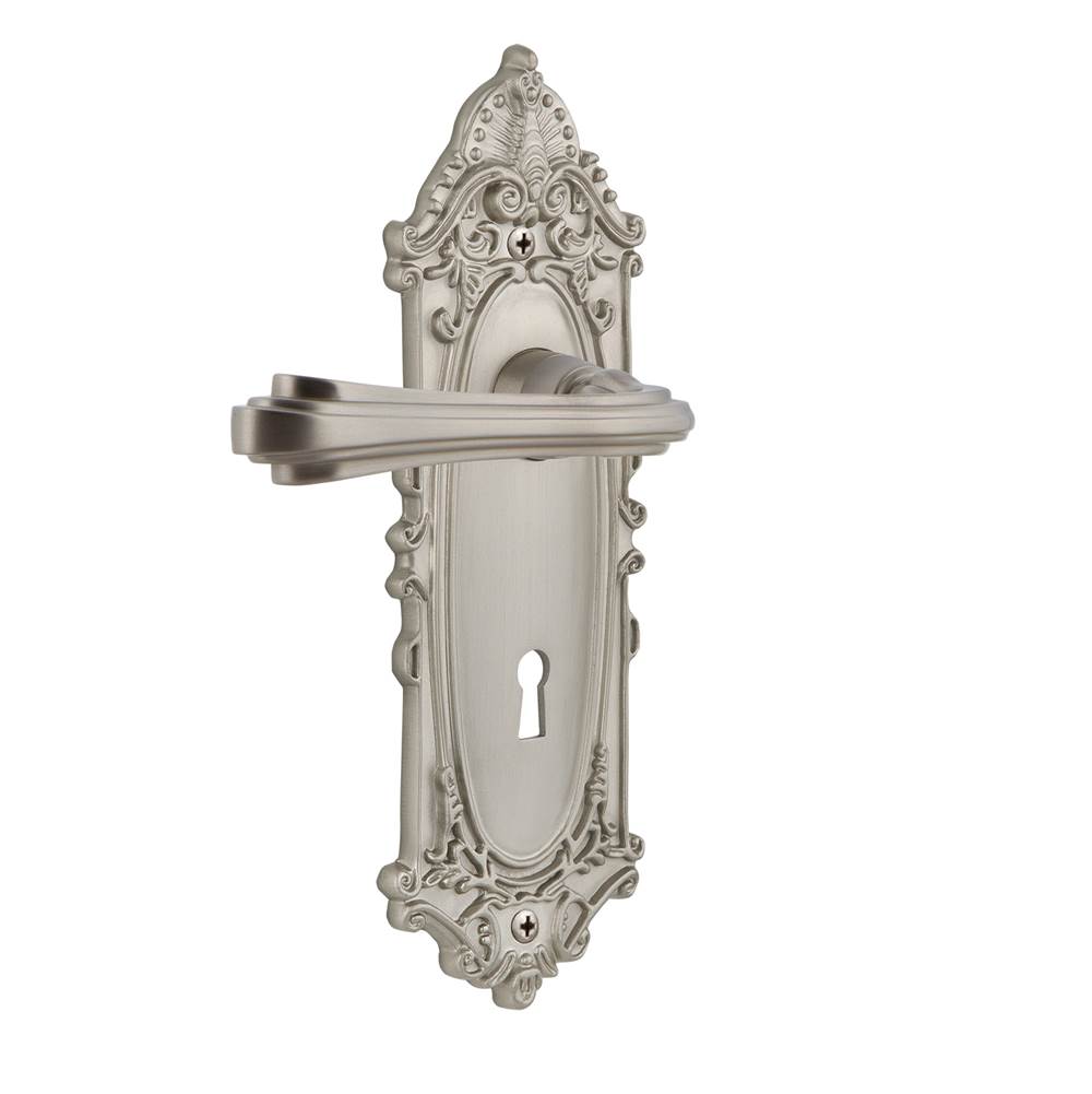 Russell HardwareNostalgic WarehouseNostalgic Warehouse Victorian Plate Privacy with Keyhole Fleur Lever in Satin Nickel
