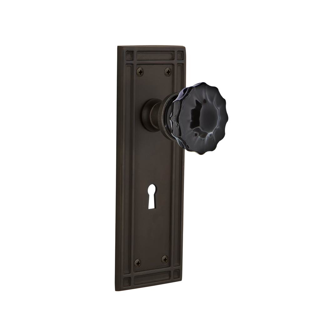 Russell HardwareNostalgic WarehouseNostalgic Warehouse Mission Plate with Keyhole Double Dummy Crystal Black Glass Door Knob in Oil-Rubbed Bronze