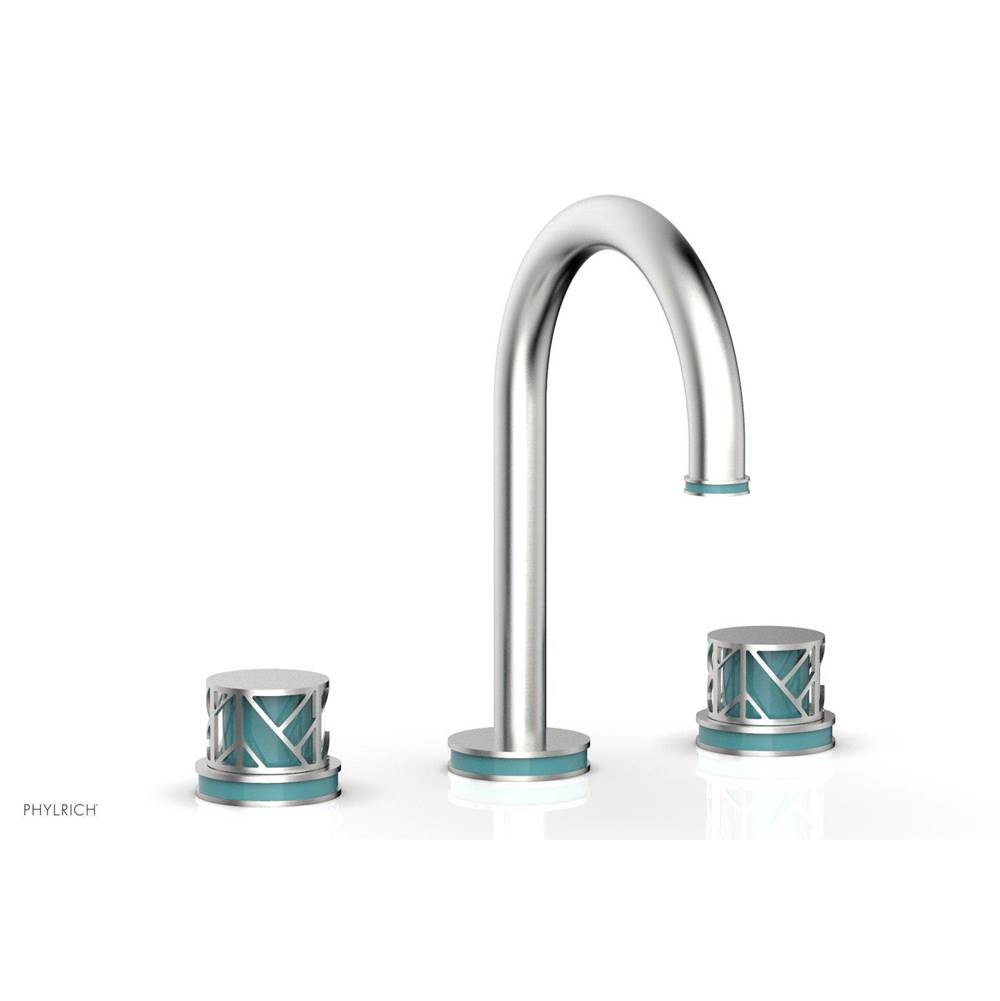 Russell HardwarePhylrichPewter Jolie Widespread Lavatory Faucet With Gooseneck Spout, Round Cutaway Handles, And Turquoise Accents - 1.2GPM