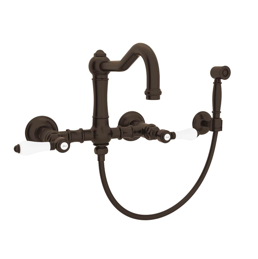 Russell HardwareRohlAcqui® Wall Mount Bridge Kitchen Faucet With Sidespray And Column Spout