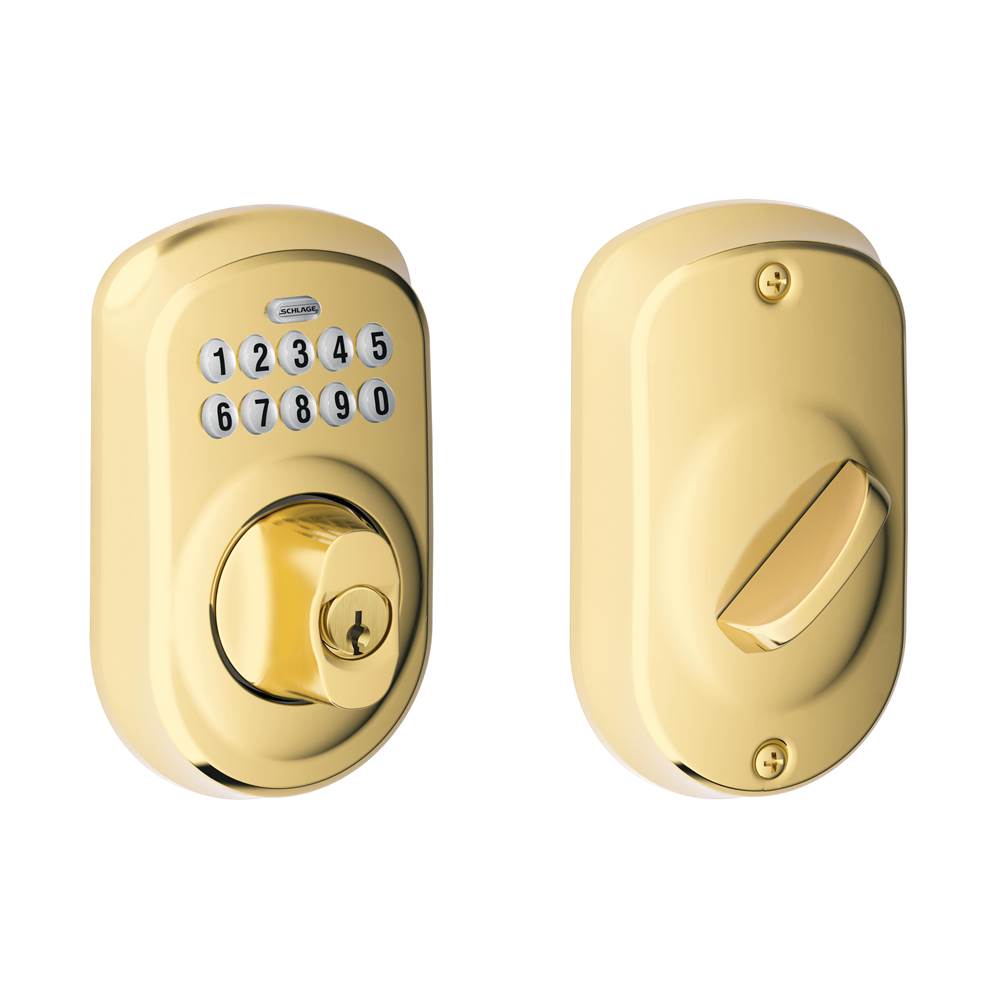 Russell HardwareSchlageKeypad Deadbolt with Plymouth Trim in Bright Brass