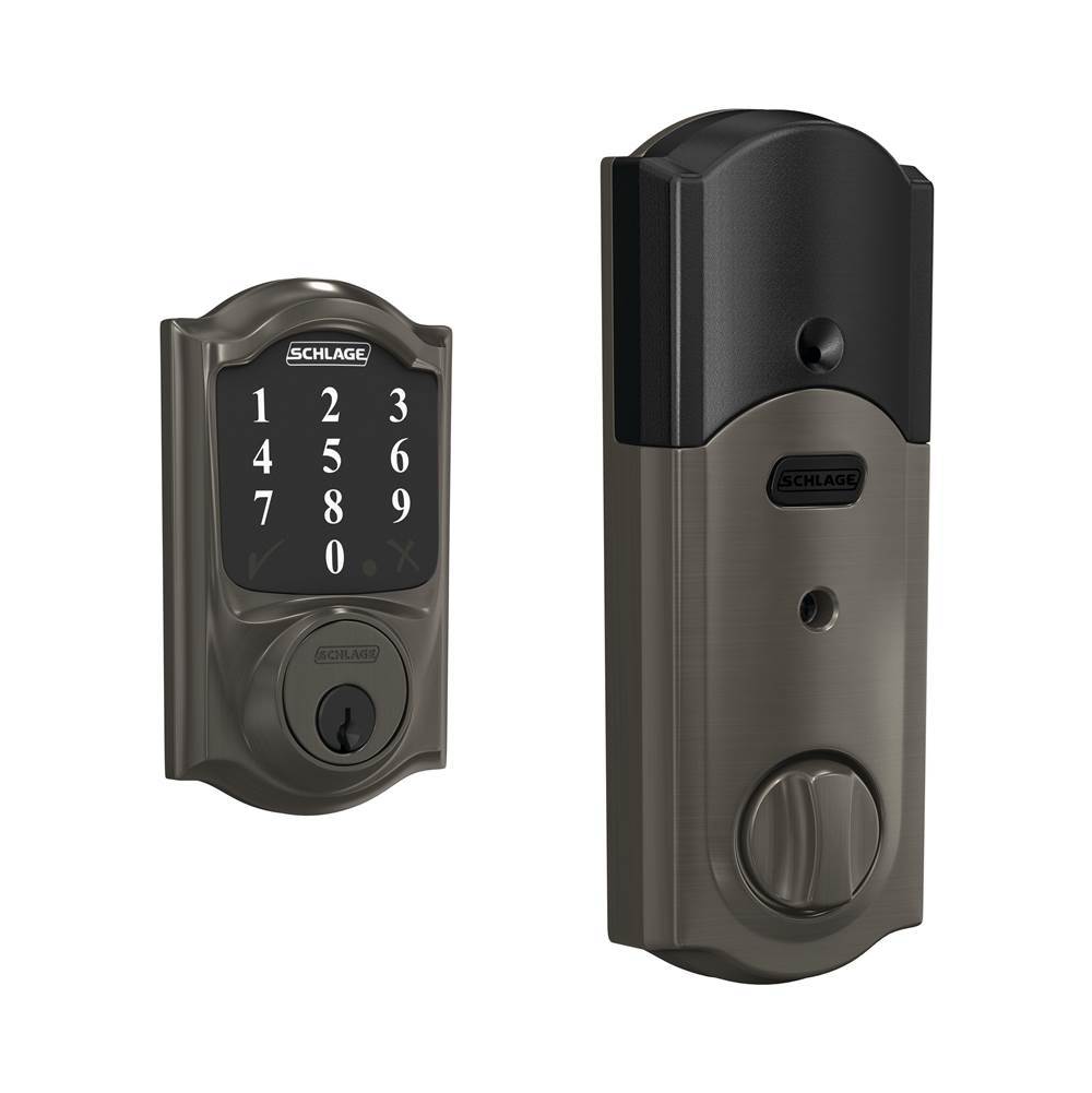 Russell HardwareSchlageConnect Touchscreen Deadbolt with Camelot Trim in Black Stainless