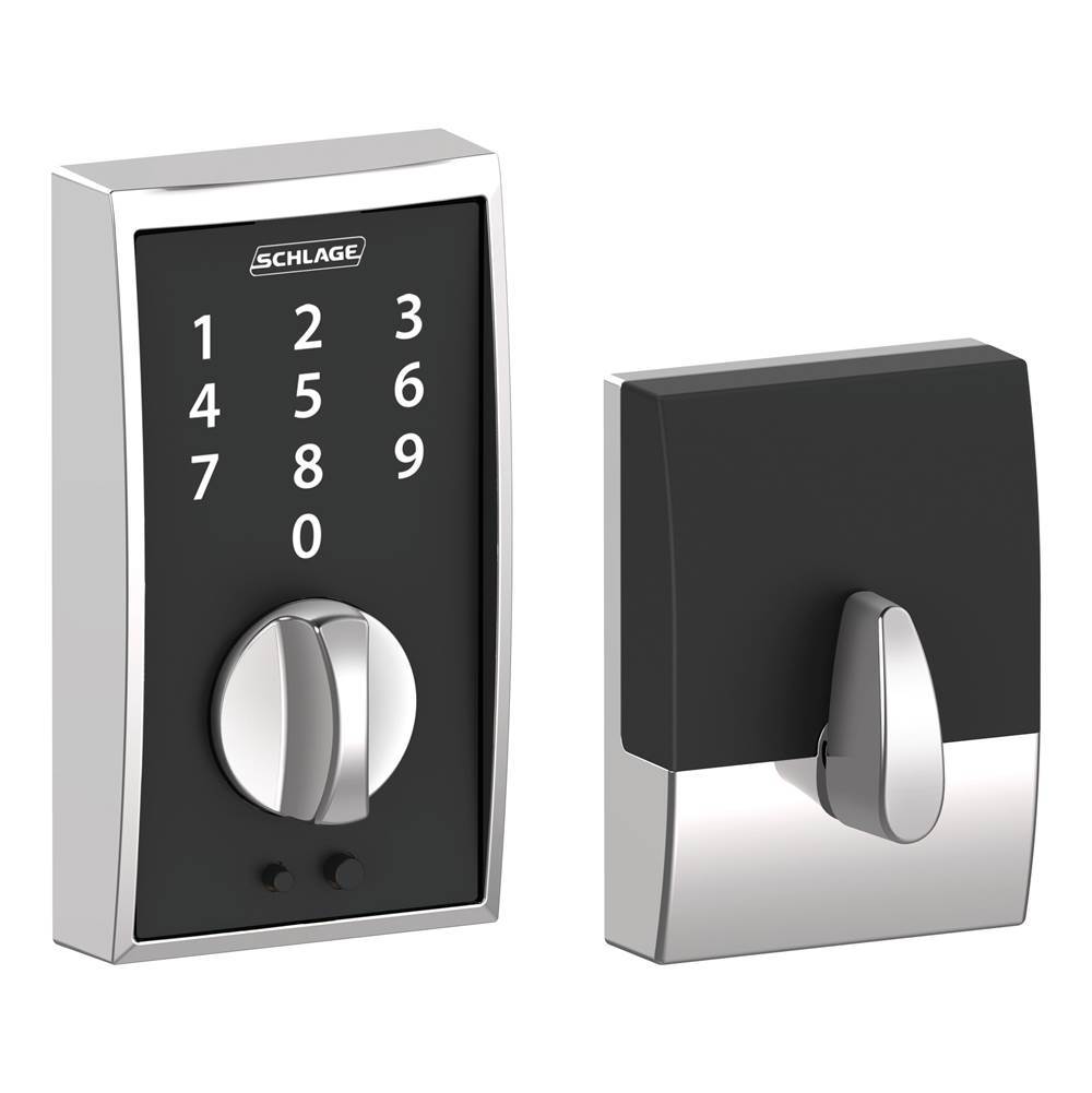 Russell HardwareSchlageTouch Keyless Touchscreen Deadbolt with Century Trim in Bright Chrome