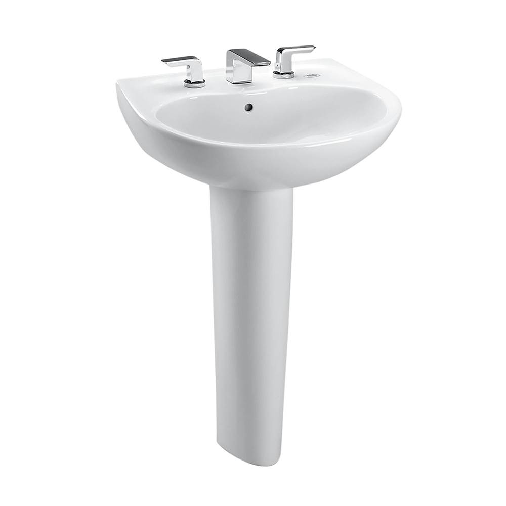 Russell HardwareTOTOToto® Supreme® Oval Basin Pedestal Bathroom Sink With Cefiontect For 8 Inch Center Faucets, Cotton White