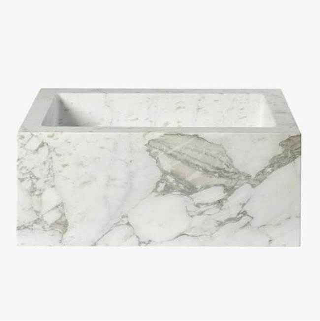 Russell HardwareWaterworksTellaro Rectangular Wall Mounted Marble Lavatory Sink 28'' x 17'' x 11'' in Bardiglio with Logo in Special Order Finish