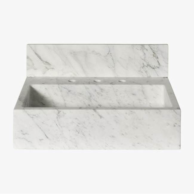 Russell HardwareWaterworksSorano Rectangular Wall Mounted Marble Lavatory Sink 26'' x 19'' x 6 1/4'' with 26'' x 6'' x 3/4'' Backsplash in Statuary with Logo in Special Order Finish