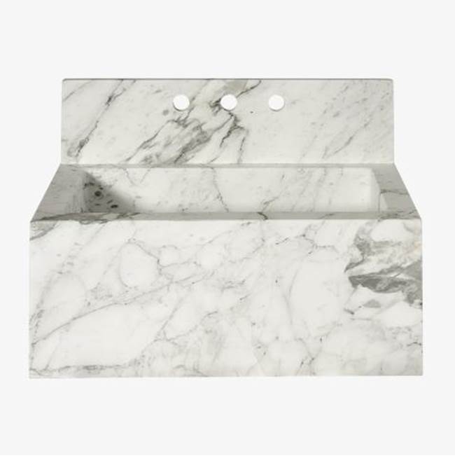 Russell HardwareWaterworksTellaro Rectangular Wall Mounted Marble Lavatory Sink 28'' x 17'' x 11'' with 28'' x 7'' x 3/4'' Backsplash in Bardiglio with Logo in Special Order Finish