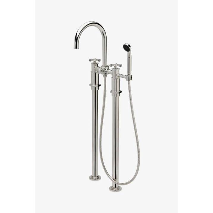 Russell HardwareWaterworksCOMMERCIAL ONLY Henry Floor Mounted Exposed Tub Filler with Handshower and Cross Handles in Chrome, 1.75gpm (6.6 L/min)