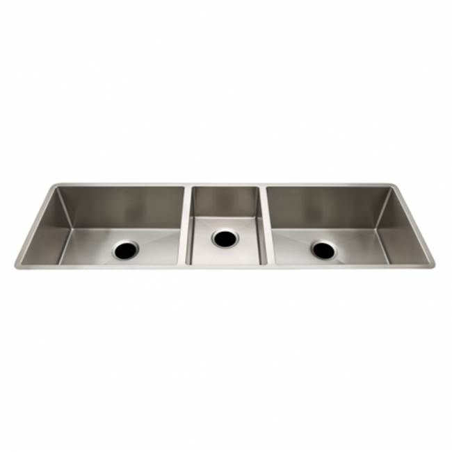 Russell HardwareWaterworksKerr 57 1/8'' x 18 1/4'' x 10'' Triple Stainless Steel Kitchen Sink with Rear Drains