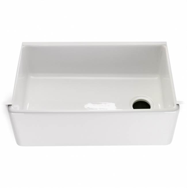 Russell HardwareWaterworksClayburn 29 3/4 x 17 7/8 x 10 Fireclay Farmhouse Apron Kitchen Sink with End Drain in White