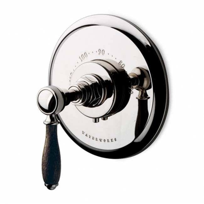 Russell HardwareWaterworksEaston Vintage Thermostatic Control Valve Trim with Oak Lever Handle in Nickel