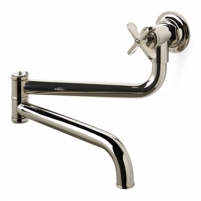 Russell HardwareWaterworksHenry Wall Mounted Articulated Pot Filler, Metal Cross Handle in Architectural Bronze