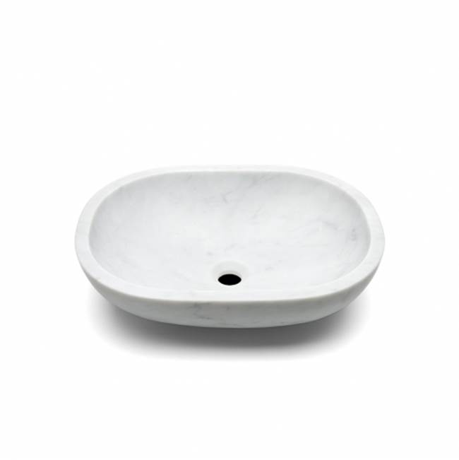 Russell HardwareWaterworksSten Oval Marble Vessel Sink 20 3/4 x 16 x 6 1/2 in Carrara Bianco