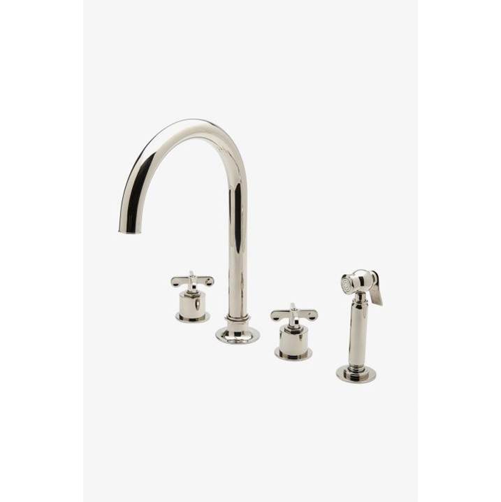 Russell HardwareWaterworksHenry Gooseneck Kitchen Faucet with Cross Handles and Spray in Nickel, 1.75gpm (6.6L/min)