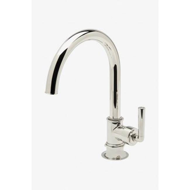Russell HardwareWaterworksHenry One Hole Gooseneck Kitchen Faucet, Metal Lever Handle in Brass, 1.75gpm