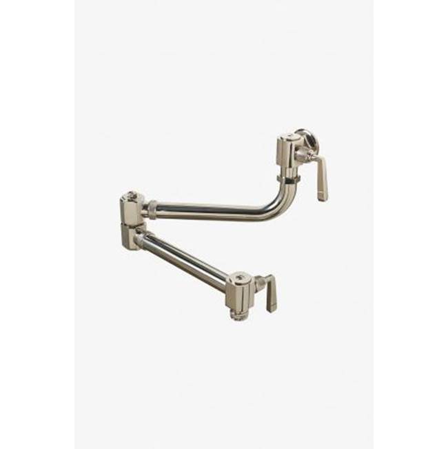 Russell HardwareWaterworksR.W. Atlas Wall Mounted Articulated Pot Filler, Metal Lever Handles in Chrome