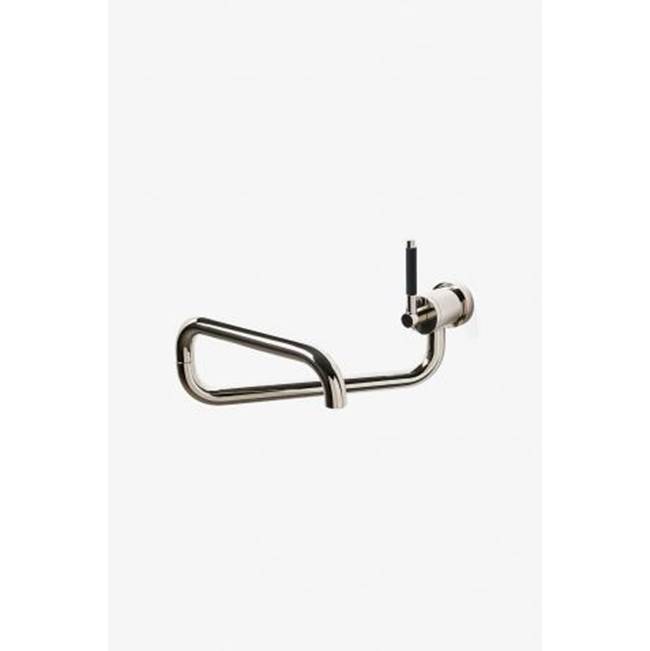 Russell HardwareWaterworksUniversal Modern Wall Mounted Articulated Pot Filler with Metal Lever Handle in Dark Nickel