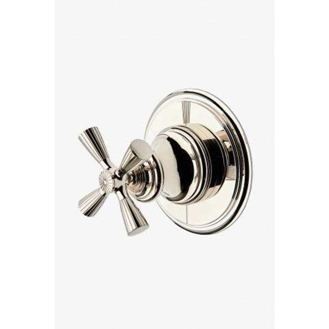 Russell HardwareWaterworksForo Three Way Diverter Valve Trim for Thermostatic with Metal Cross Handle in Burnished Brass