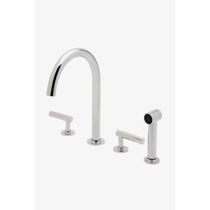 Russell HardwareWaterworksCOMMERCIAL ONLY Bond Solo Series Gooseneck Kitchen Faucet and Spray with Straight Lever Handles in Matte White, 1.75gpm (6.6L/min)
