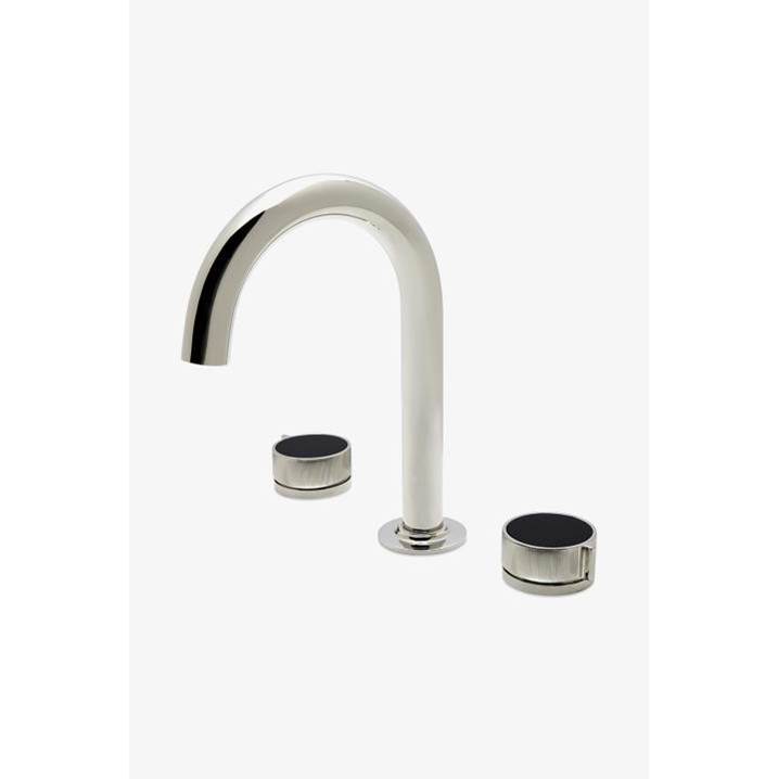Russell HardwareWaterworksBond Union Series Gooseneck Lavatory Faucet with Enamel Guilloche Lines Knob Handles in Brass/Black, 1.2gpm (4.5L/min )