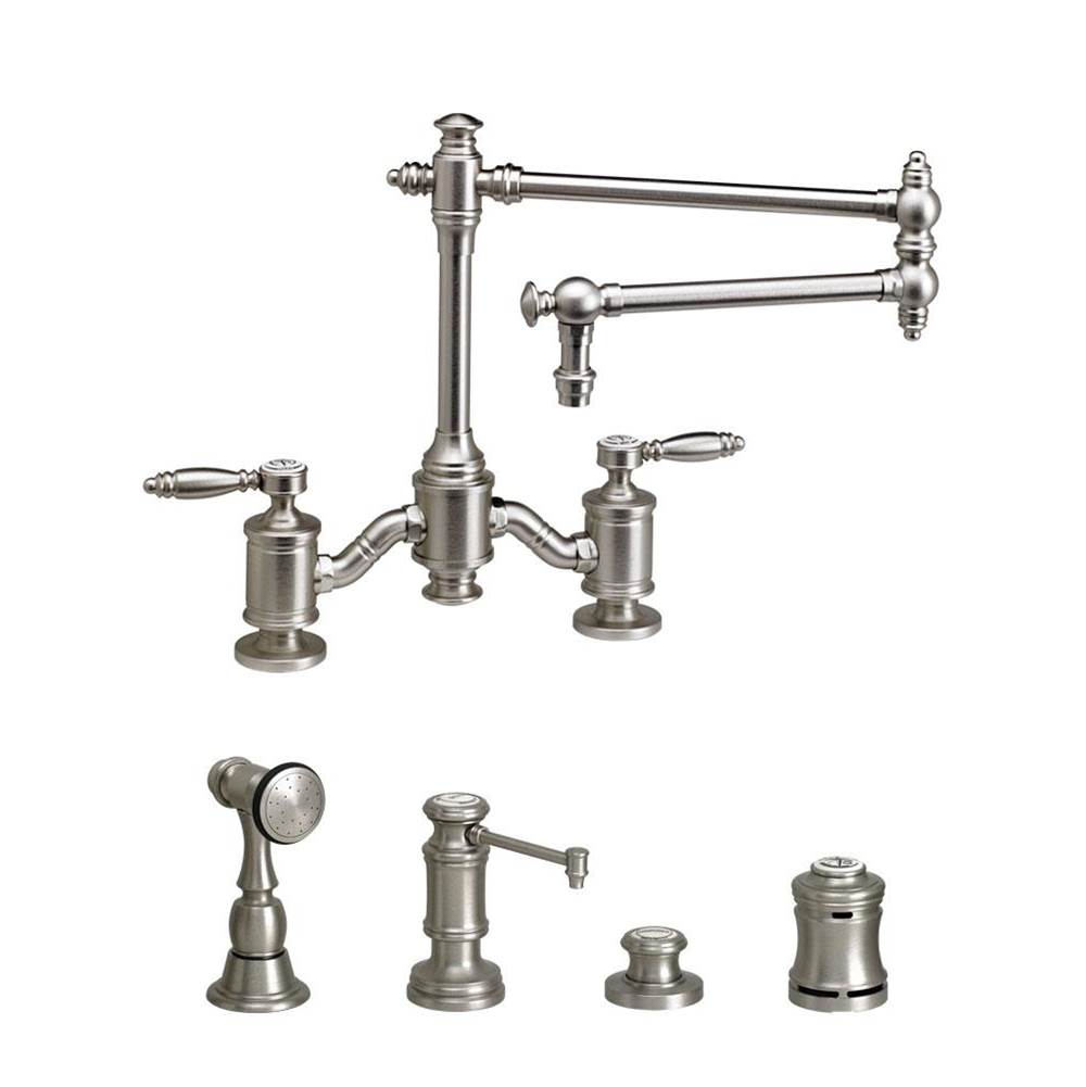 Russell HardwareWaterstoneWaterstone Towson Bridge Faucet - 18'' Articulated Spout - Lever Handles - 4pc. Suite