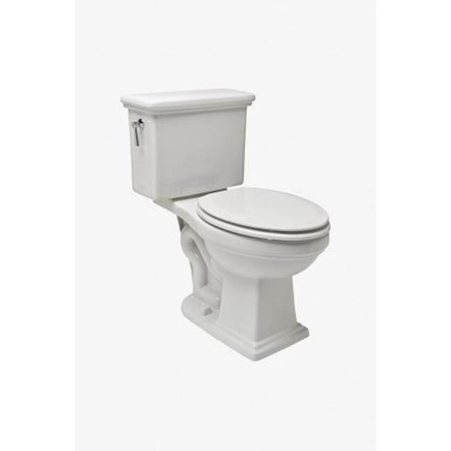 Russell HardwareWaterworks StudioOtis Two Piece High Efficiency Elongated Watercloset in Bright White with Molded Wood Seat and Nickel Flush Lever
